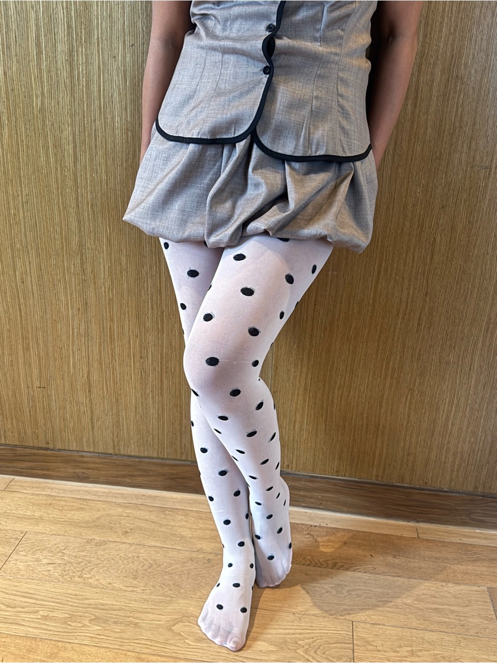 White Polka Dot Sheer Over-the-Knee Tights - Picture 8 of 9